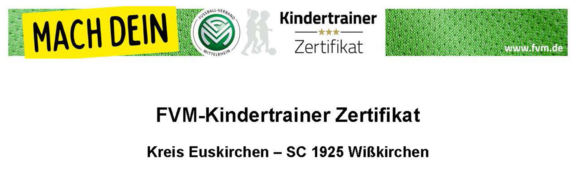 FVM-Kindertrainer Zertifikat • SC Wisskirchen